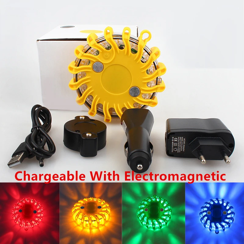 

Rechargeable LED Car Light with Magnetic Round Emergency Beacon Strobe Warning Light Police Flash Lamp Automobiles