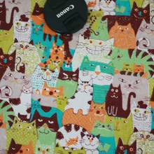 Хлопковая и льняная ткань с принтом кошек для самостоятельного изготовления дивана, занавесок, скатерть для домашнего декора, хлопчатобумажная ткань