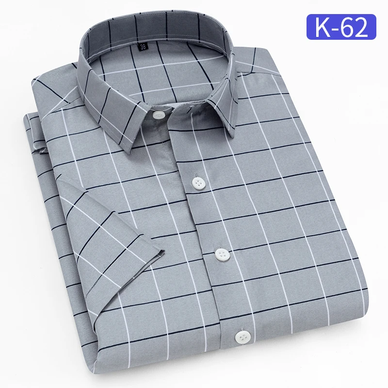 Качественная рубашка летние новые с отложным воротником с коротким рукавом полосатые деловые мужские рубашки в стиле кэжуал мягкая удобная мужская одежда