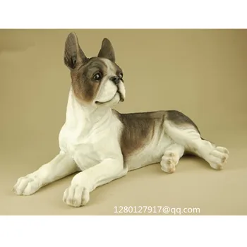 

Simulation Cute Puppy Statue Boston Terrier Creative Home Decor GK Action Figure Collectible Model Toy Gift 21 CM BOX P791