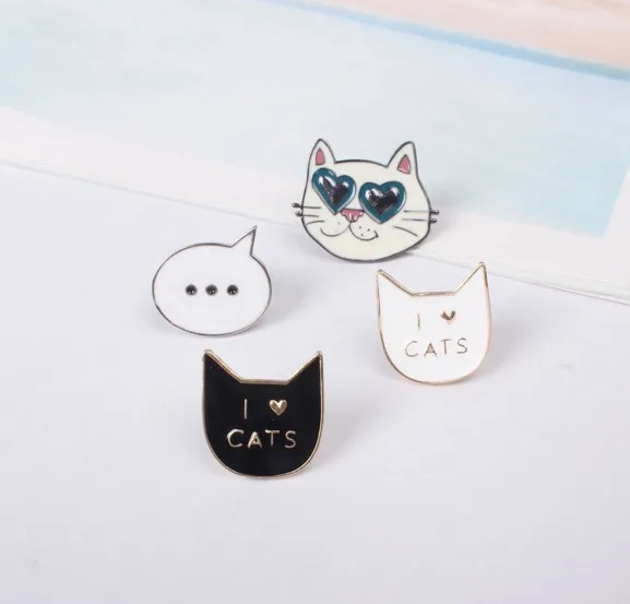 

1 PC The Cat Shaped Badge Cartoon Cat Brooch Backpack Badges Decoration Metal Brooches