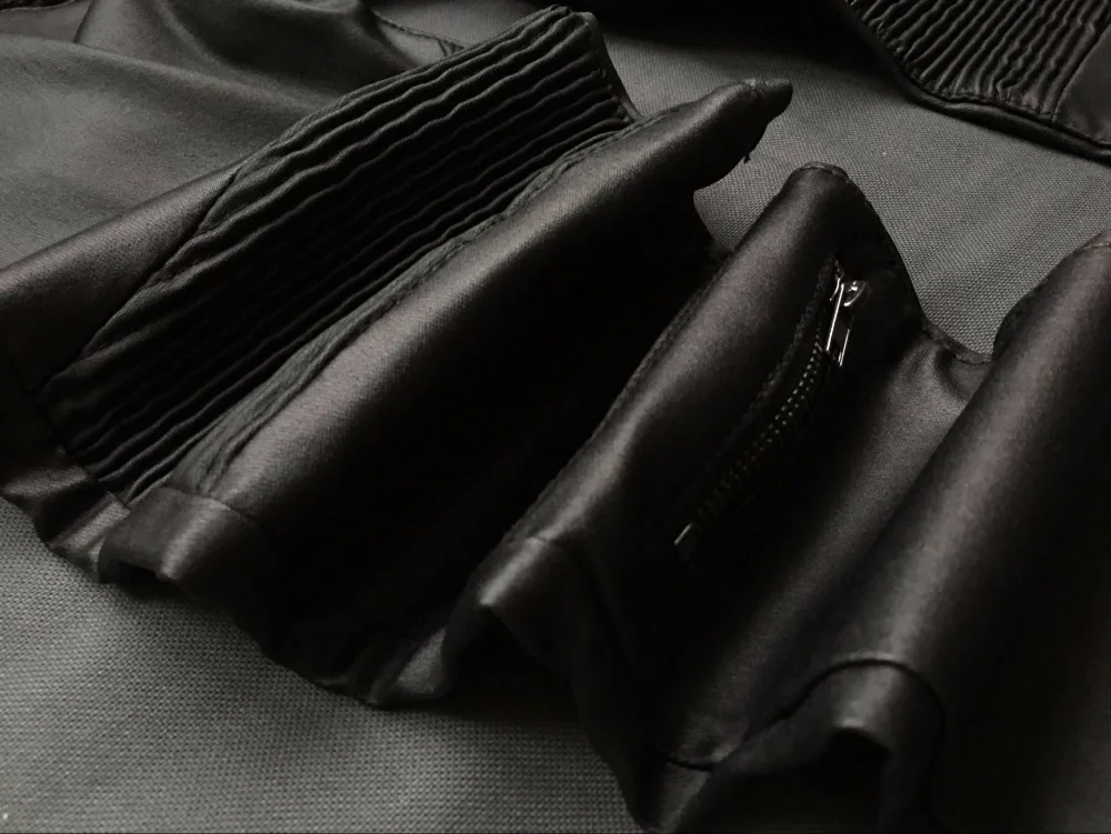 W-Yunna новые модные имитация денима тонкие леггинсы для женщин черный мотоцикл Уличная Брюки складки молнии искусственная кожа брюки
