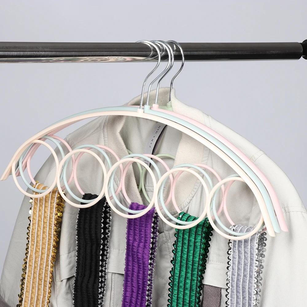

5 Hole Ring Rope Slots Holder Hook Scarf Wraps Shawl Storage Hanger Ring Ties Belt Scarves Display Hanger DIY Organizer Holder