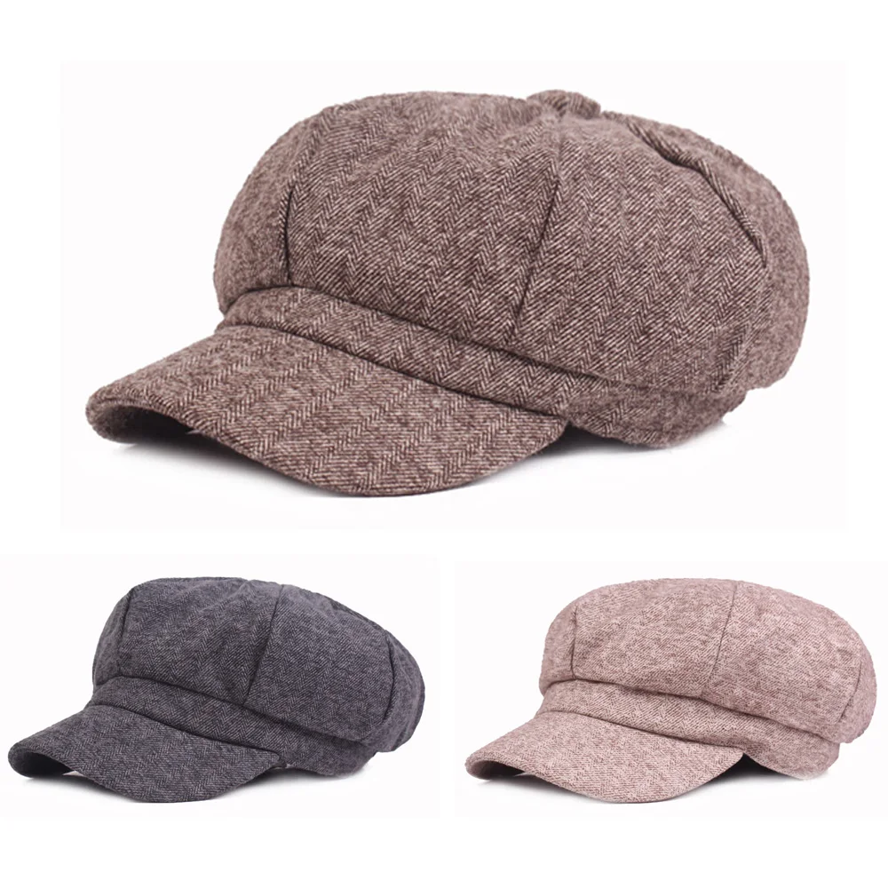 Men Vintage Cotton Wool Gatsby Newsboy Hat Cabbie Driver Cap Peaky Flat ...