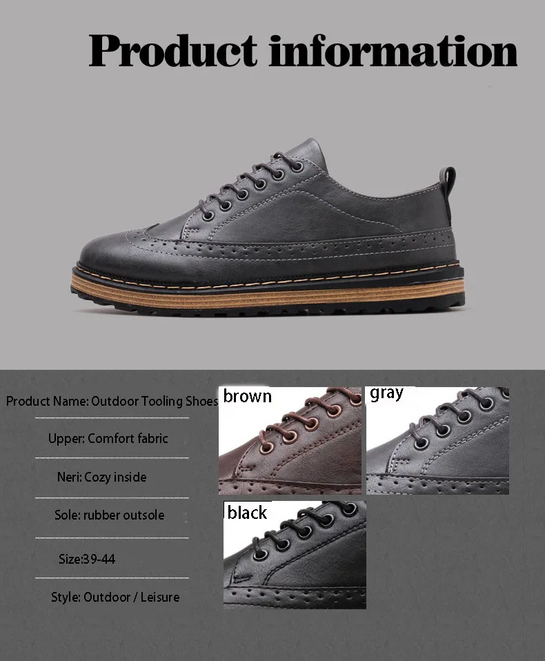 Black Gray Brown Men's Leather Dress Shoes Business Casual Comfort Men's Office Lace Men Oxford Shoes XL 39-44 (7)