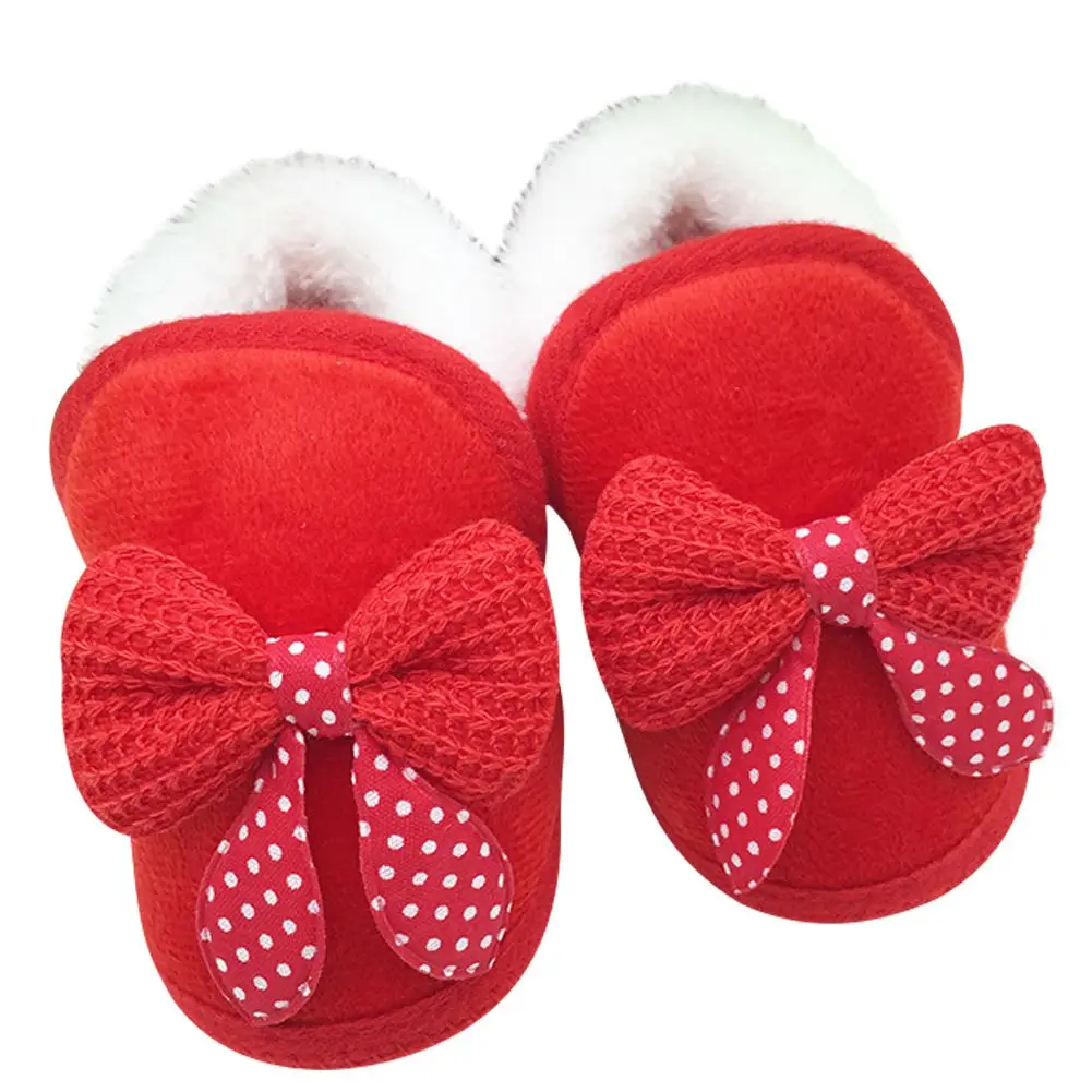 Новинка; теплая зимняя обувь с бантом для новорожденных девочек; детские ботинки для новорожденных - Цвет: Красный
