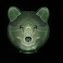 Smart 3D Функция Светодиодные ночники с бурым медведем шаблон настольная лампа для малышей и детей Подарки