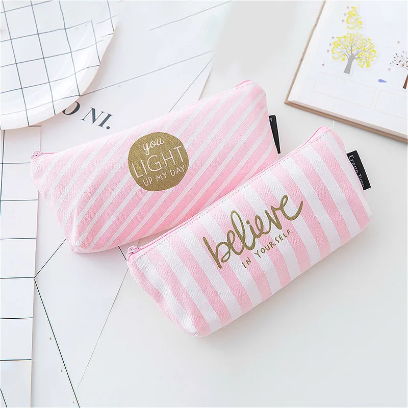 

Hot Sale Stripe Pencil Case Quality School Supplies Stationery Gift Pencilcase School Cute Pencil Box School Tools