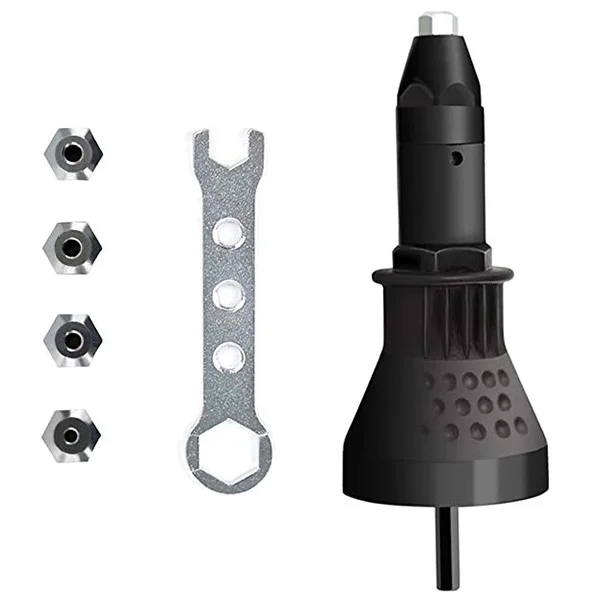 

Professional Electric Riveter Gun Connector Rivet Drill Adapter Riveter Gun Head With A 360-Degree Grip
