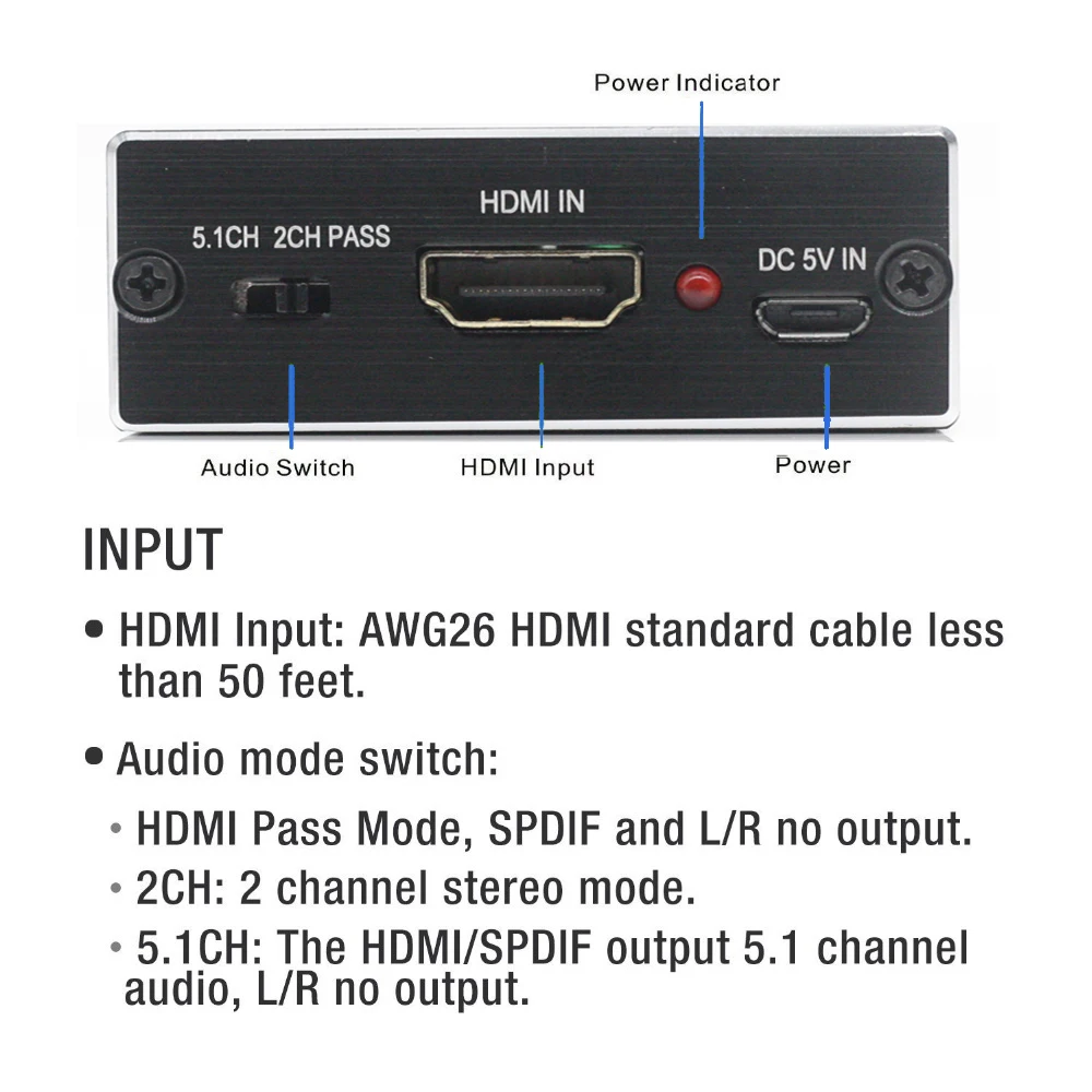 Аудио экстрактор AIXXCO HDMI в с оптическим TOSLINK SPDIF + 3 5 мм стерео аудио конвертер