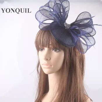 

17Colors charming sinamay derby fascinator wedding hats for women church hats with hair clips feather&rhinestone decor headwear