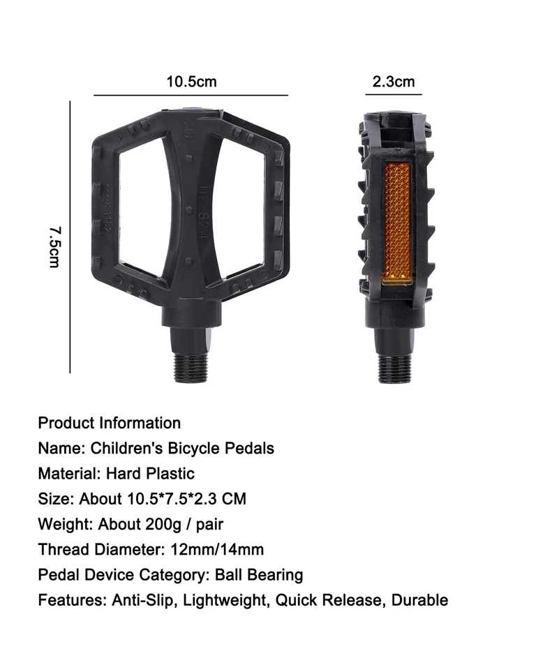 WEST BIKING, ультралегкие детские велосипедные педали, противоскользящие пластиковые педали с Предупреждение ющим отражателем, детские велосипедные педали