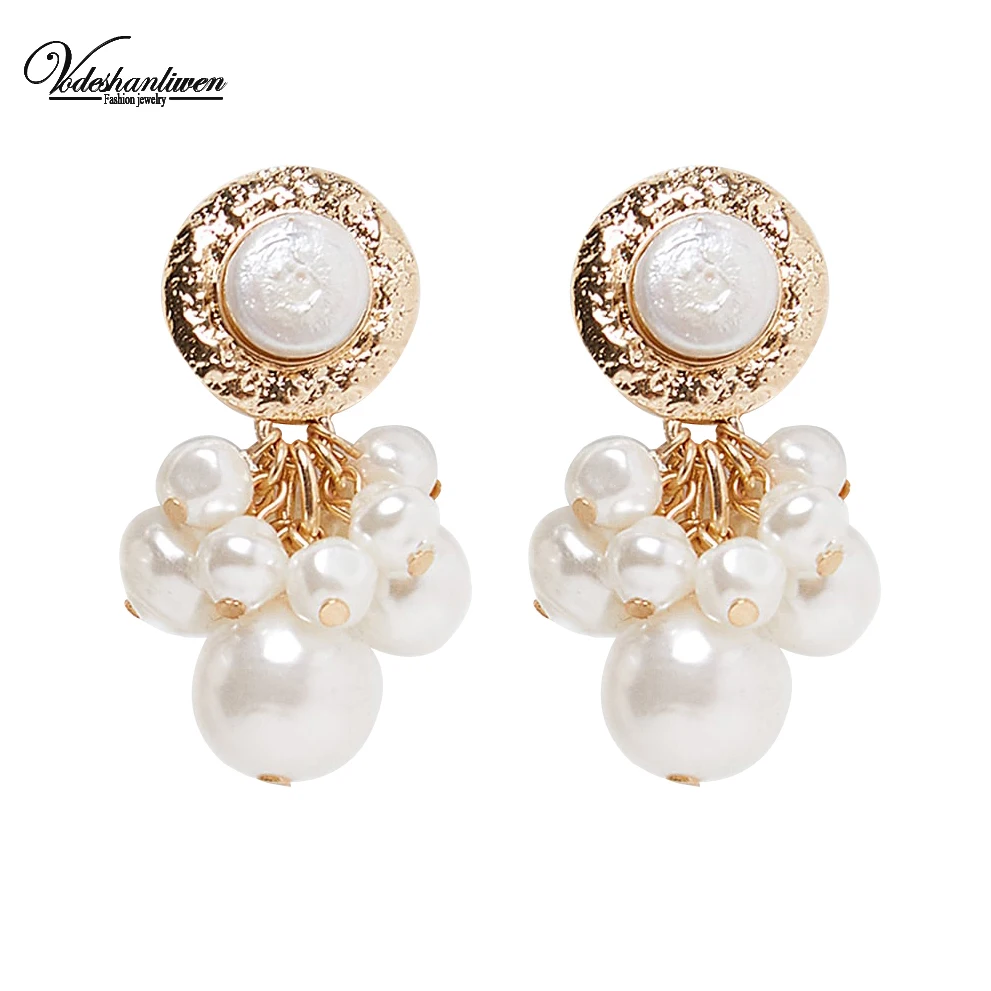 Vodeshanliwen ZA New Simulated pearl Earrings 2019 Fashion Bohemian Geometric Statement Tassel For Women Accessories | Украшения и
