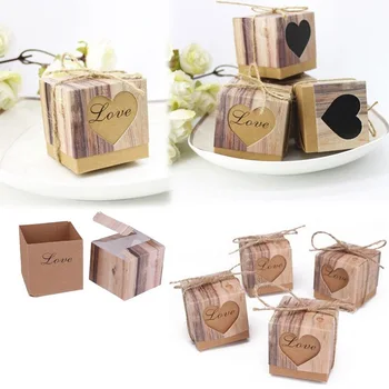 

Economical 50 Pcs Wedding Gift Candy Boxes Kraft Paper Anniversary Party Birthday Decration ds99