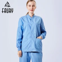 Операционные хирургические халаты доктора медсестры с длинным рукавом Верхняя одежда Топы больницы медицинские куртки рабочая одежда салоны красоты униформа