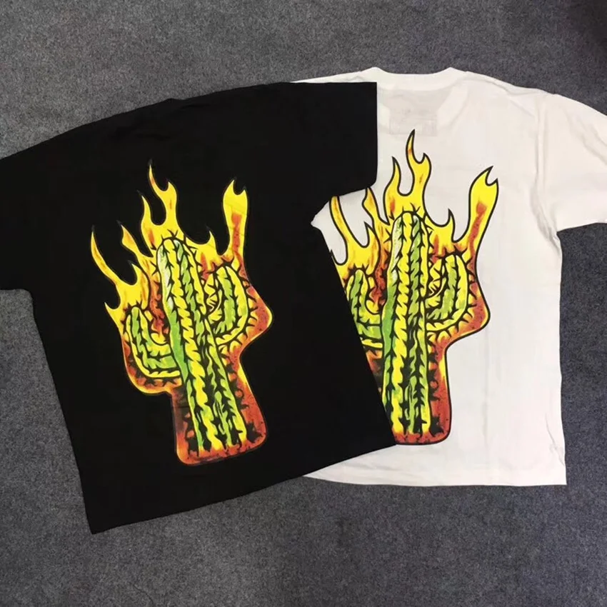 Мужская и Женская Повседневная футболка 19SS Stroke My Flaming Cactus Astroworld 1:1 лучшее качество