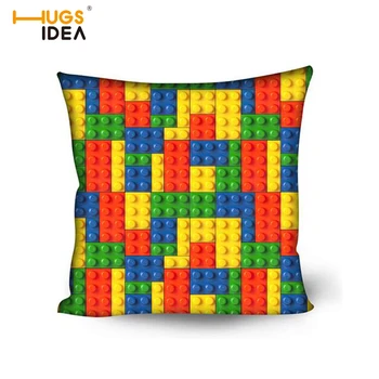 

HUGSIDEA Lego Blocks Print Throw Pillowcase Back Cojines Pillow Case Home Decorative Pillow Cover Custom Pillow Throw Cover