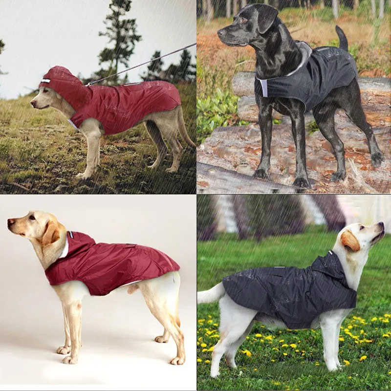 

S-5XL Pet small Dog Raincoat Waterproof Large Dog Clothes Outdoor Coat Rain Jacket Reflective Puppy Big dog poncho