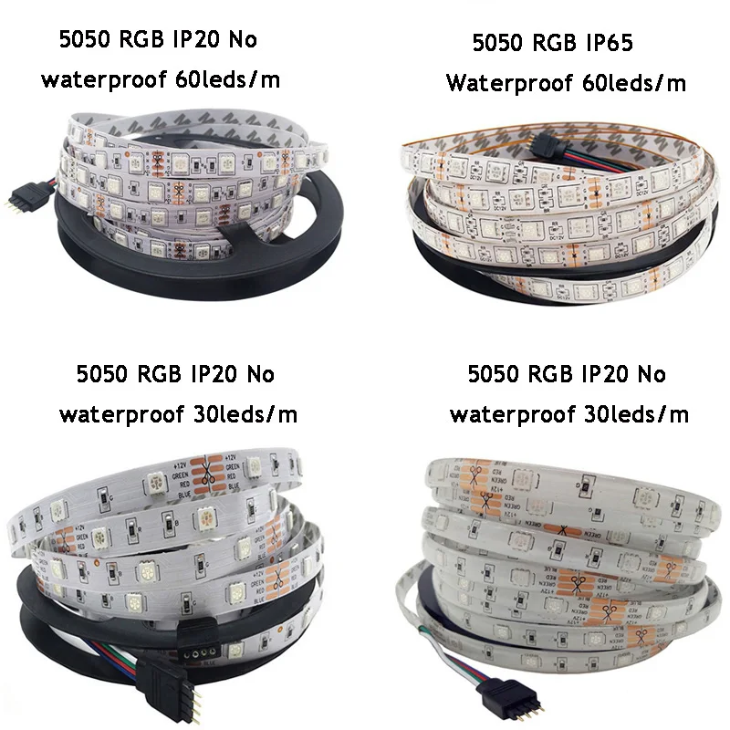 Светодиодный светильник SMD 5050 RGB 5 м 10 м 60 светодиодный s/M 30 светодиодный s/M лента Диодная Гибкая Водонепроницаемая DC 12 В+ пульт дистанционного управления+ адаптер EU