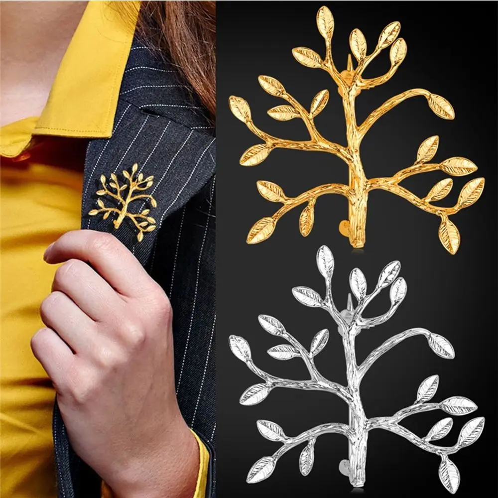 

2Pc Brooch Fashion Delicate Gold Silver Color Branches Tree Branch Shape Pin Men Women Collar Jewelry Accessory Decoration