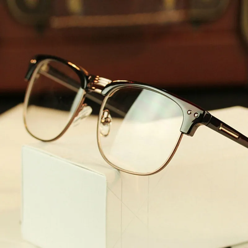 

Fashion Metal Half Frame Glasses Frame Retro Woman Men Reading Glass UV Protection Clear Lens Computer Eyewear Eyeglasses
