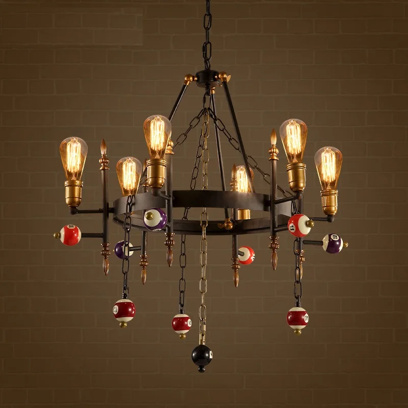 

Loft Style Creative Billiards Droplight Edison Pendant Light Fixtures For Dining Room Hanging Lamp Vintage Industrial Lighting