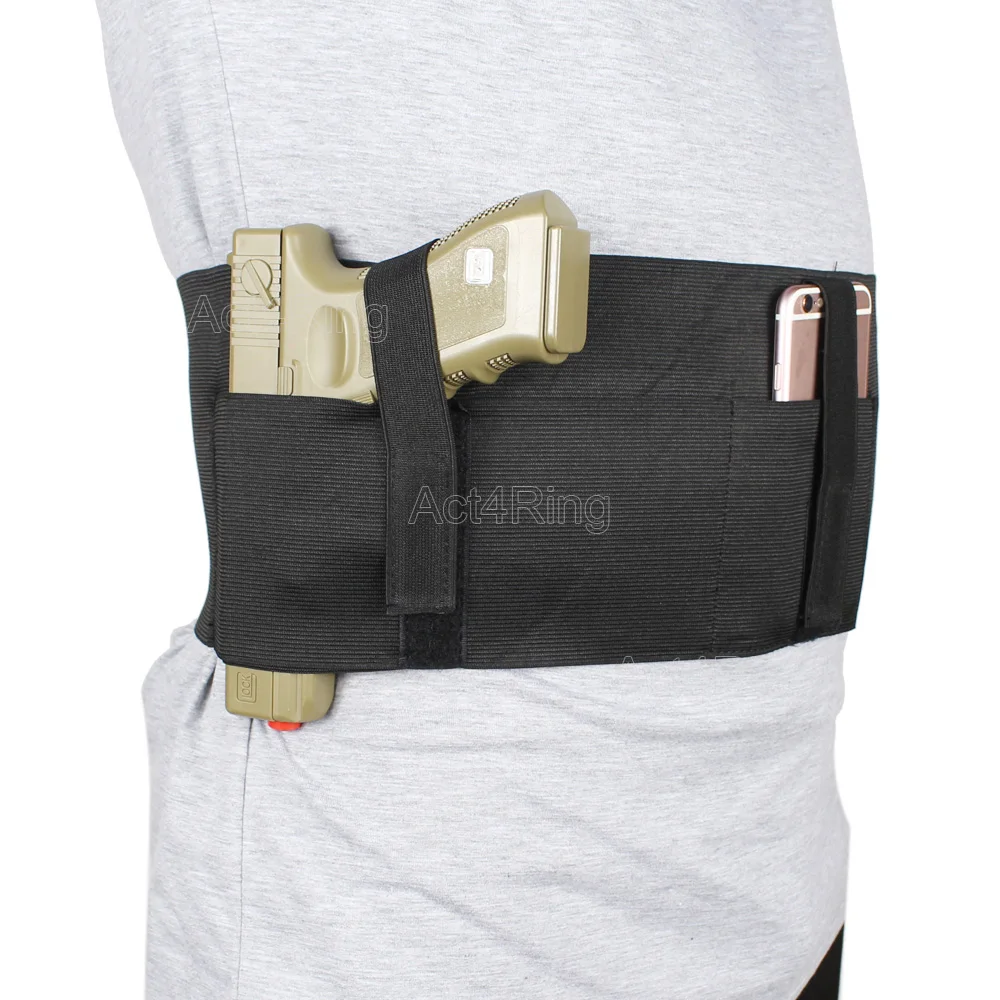 Adjustable Belly Band Holster Concealed Carry with Magazine Pouch & 2