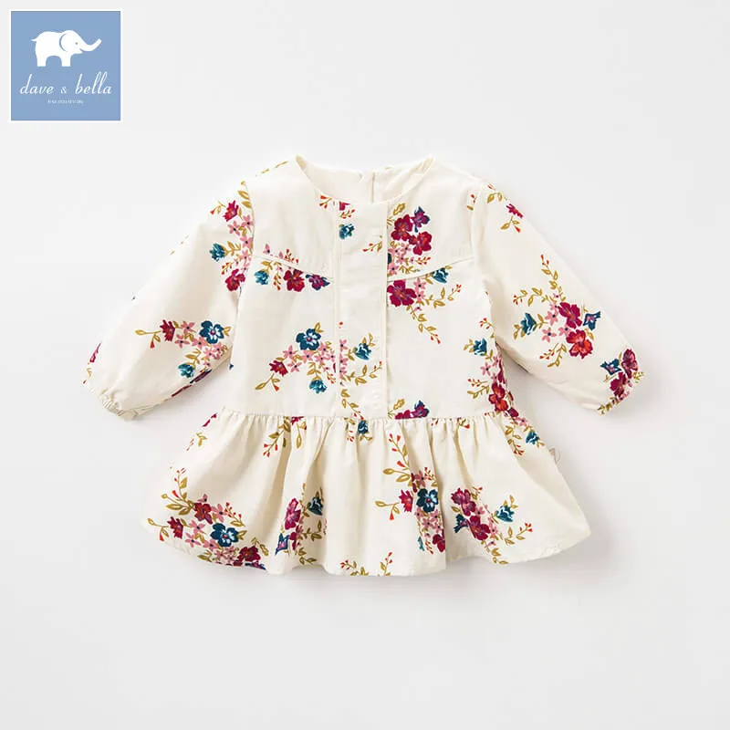 DBA7917 dave bella autumn baby long sleeve dress girls floral dress children party birthday high quality clothing DBA7917 dave bella autumn baby long sleeve dress girls floral dress children party birthday high quality clothing