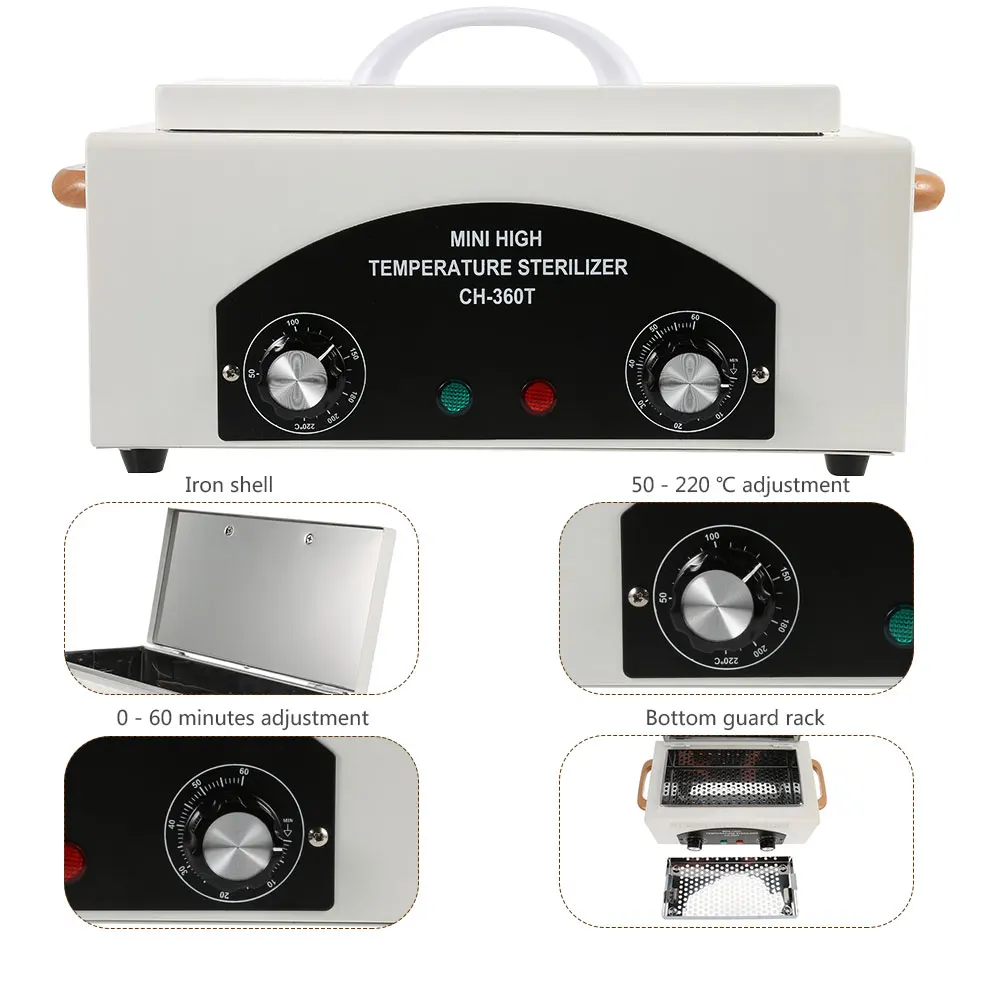 Gustala Nail Tools XDQ-360T 300W Mini High Temperature Sterilizer 220 Degrees Nail Art Equipment 2000ml Large Capacity Nail Tool 6