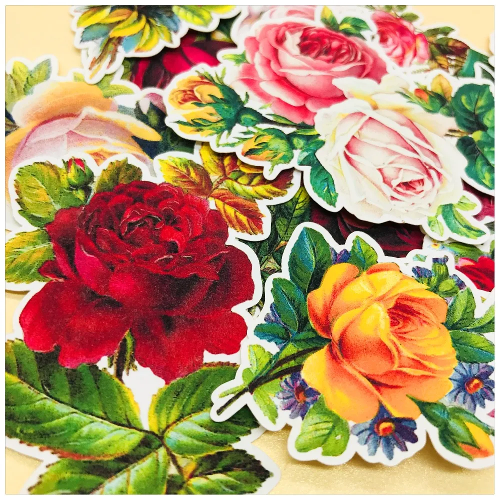 

3D Rose Retro Plant Stickers Junk Journal Diary Planner Stickers Scrapbooking Decorative Creative Sticker DIY Craft Photo Albums