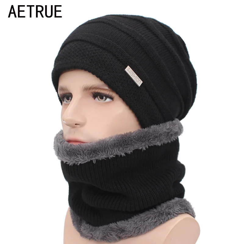 AETRUE, модные зимние шапки, шарфы, Skullies Beanies, мужские шапки, вязаные головные уборы для мужчин и женщин, бренд Gorras, теплая шерстяная Мужская Шапка-бини