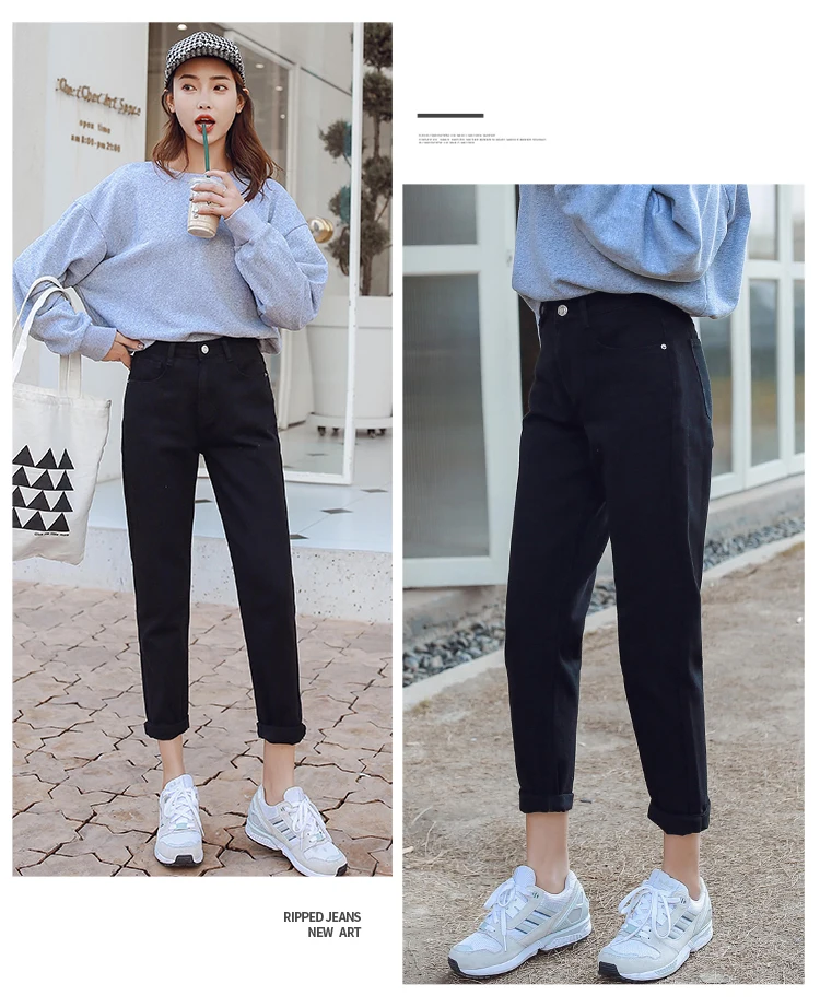 100% хлопок белый джинсы для женщин женские с высокой талией женские узкие джинсы плюс размеры мама черный 2019 Весна Новый бежевый синий