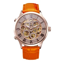 MATISSE Lady Full Crystal Dial Leather Strap Automatic Mechanical font b Watch b font Wristwatch