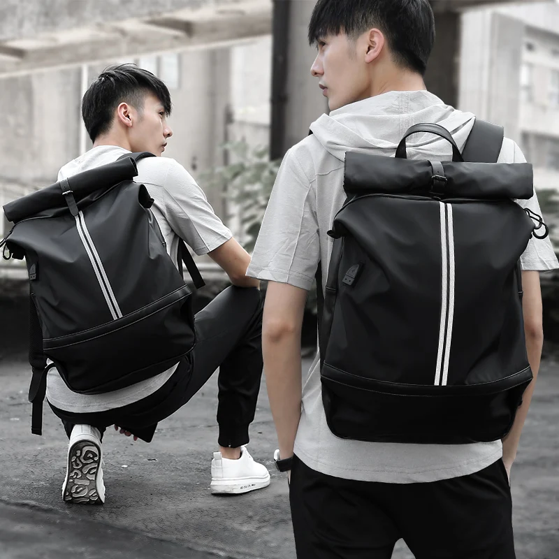 

ROWE Men's Backpack Black USB Charging Waterproof Laptop Backpack 15.6 Male Large Capacity Fashion Travel Bagpack Mochila Mujer