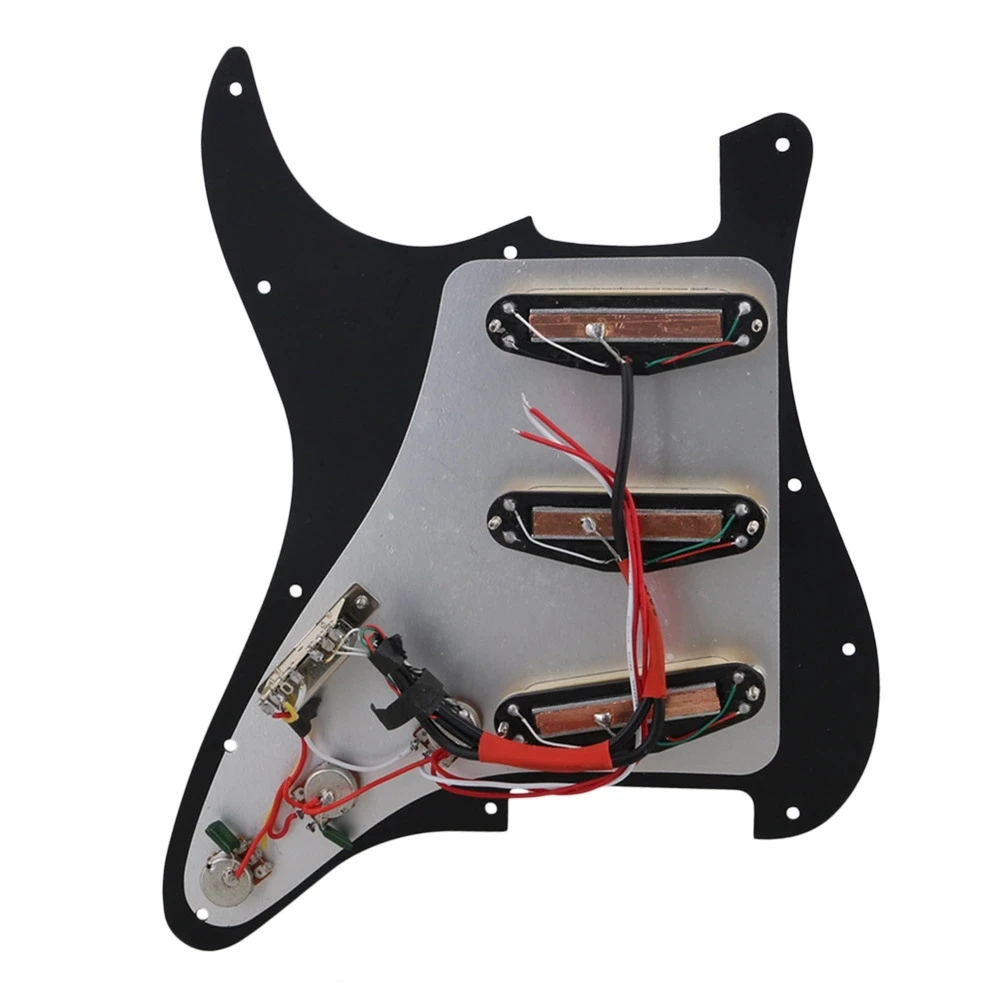 Черный ПВХ 11 отверстий SSS Prewired Pickguard набор пикапов ручки переключатель