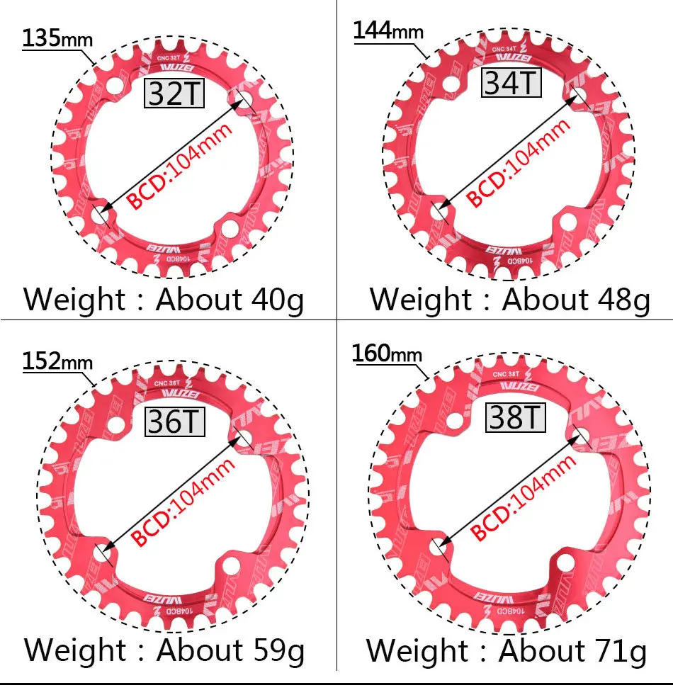 Одна узкая ширина система скорости Crown 104 Bcd 1 Rodada 38 36 34 32 T Mtb 9 10 11 S 1*11 крест кольцо