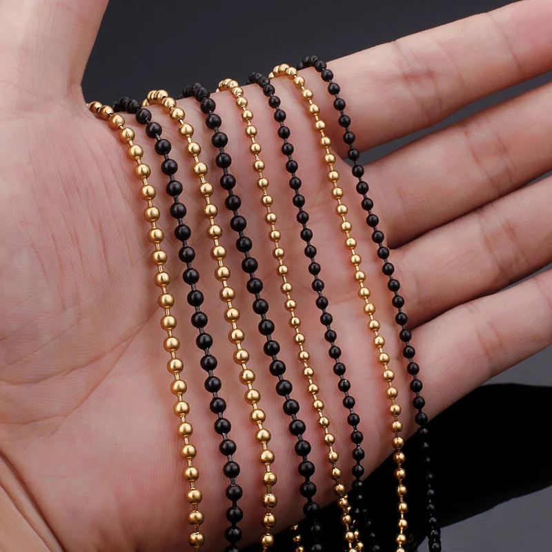 Lot 5pcs cheap Stainless steel Round Beaded Chain Necklace 2.4mm/3mm in