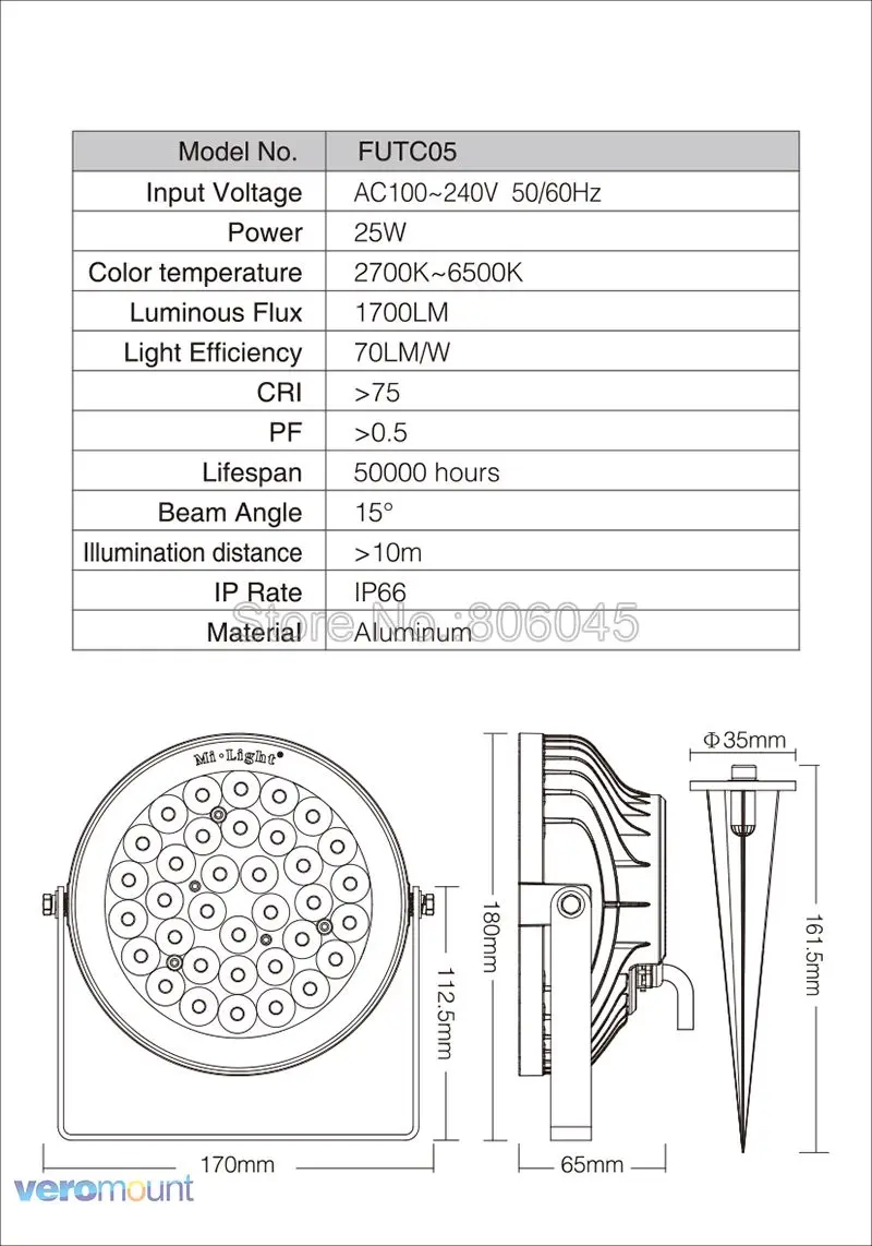 Milght FUTC01 FUTC02 FUTC03 FUTC04 FUTC05 IP65 Водонепроницаемый 6 Вт 9 Вт 15 Вт 25 Вт RGB+ CCT садовый светильник для газона AC110V 220 В 2,4 г дистанционный WiFi