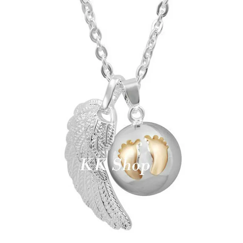 FN14 Fashion Pregnancy Jewelry Silver Gold Chime Bola With angel wing pendant Angel Caller Necklace Fashion Jewelry