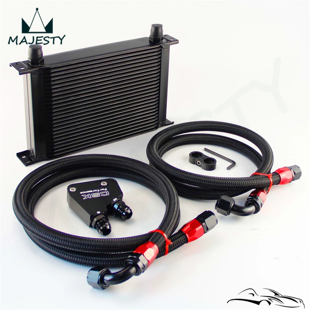 

25 Row Engine Oil Cooler Kit + Sandwich Plate For BILLET LS1 LS2 LS3 LSX VE HSV