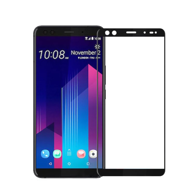 9Н черного цвета полный чехол с защитным закаленным Стекло для htc U12 плюс Экран