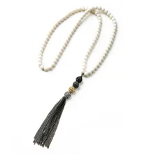 xl00159 2015 New Arrival Hot Sale Fashion White Beaded Necklace Long Tassels Pendant Necklace