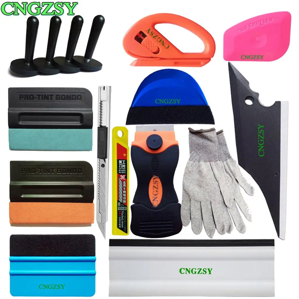 

Car Vinyl Film Wrap Scrapers Window Tinting Soft Rubber Squeegee Magnet Holders Gloves Knife 3D Carbon Fiber Glass Cleaning K77