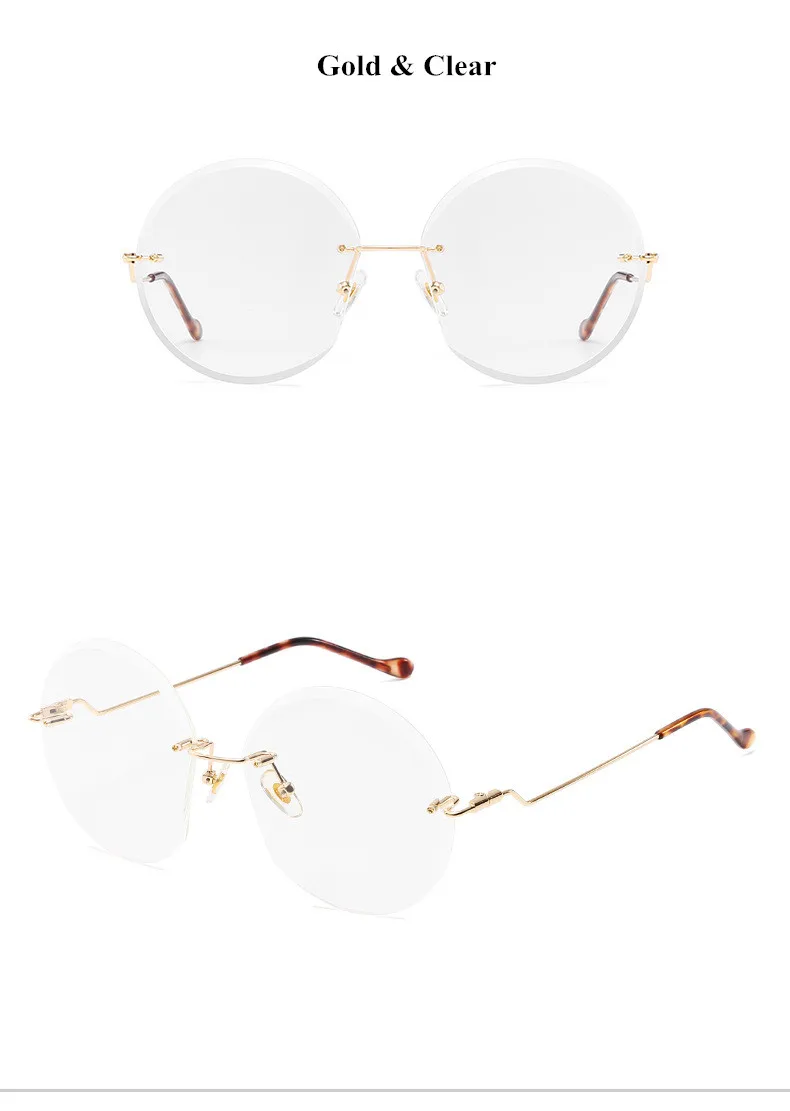 VWKTUUN женские солнцезащитные очки без оправы, негабаритные Винтажные Солнцезащитные очки для женщин, круглые женские очки UV400