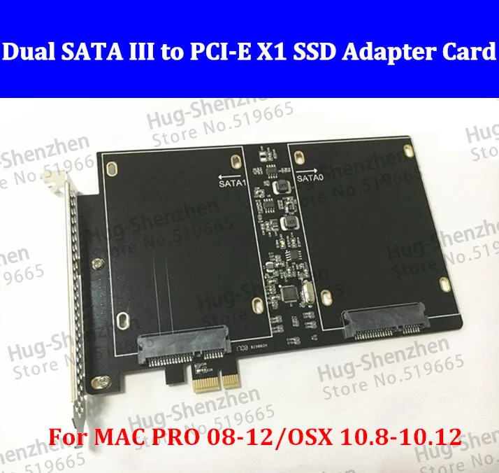  10 stücke Freies Verschiffen NEUE High-Speed Dual SATA III zu PCI Express 1X SSD Adapter karte für 