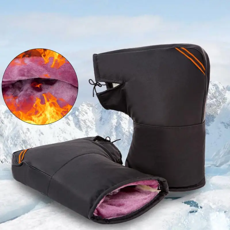 

Motorbike Fleece PU Handlebar Muffs Gloves Motorcycle Waterproof Thermal Winter Warm Mitts