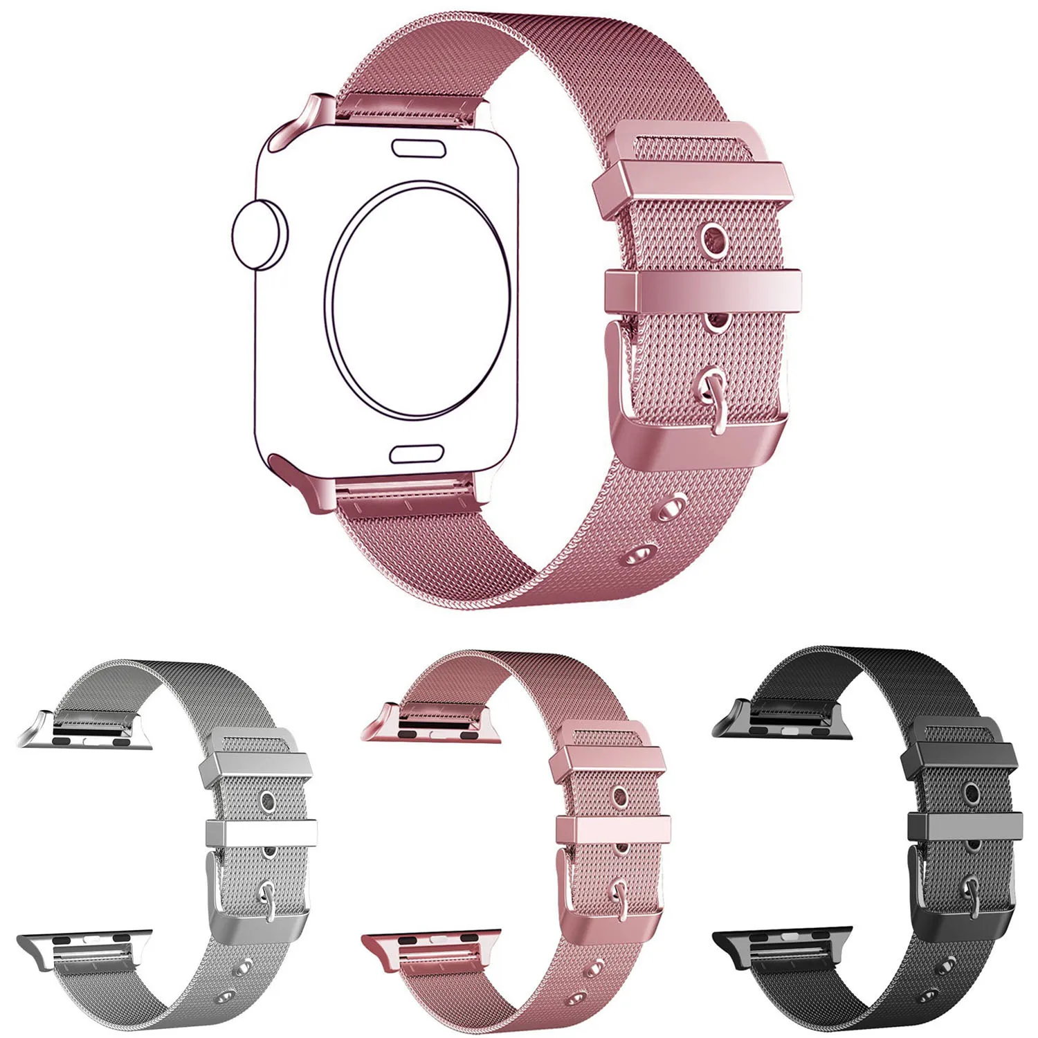 Розовый Золотой Миланский Браслет для наручных часов Apple Watch серии 1/2/3 отверстиями Нержавеющая сталь ремешок для наручных часов iWatch, 42 мм, 38 мм, браслет