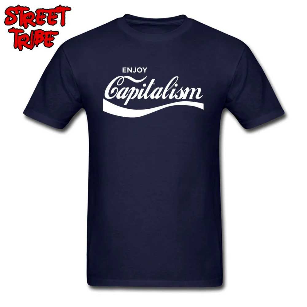 Enjoy Capitalism 5968 Summer Fall Cotton Fabric O Neck Tops Tees Short Sleeve Party Tee-Shirts Classic Cool T Shirt Enjoy Capitalism 5968 navy