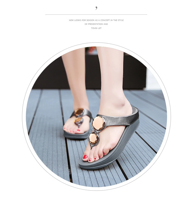 Винтажные женские уличные сандалии; летняя дышащая пляжная обувь для путешествий; легкая обувь на платформе; универсальные Вьетнамки, украшенные стразами