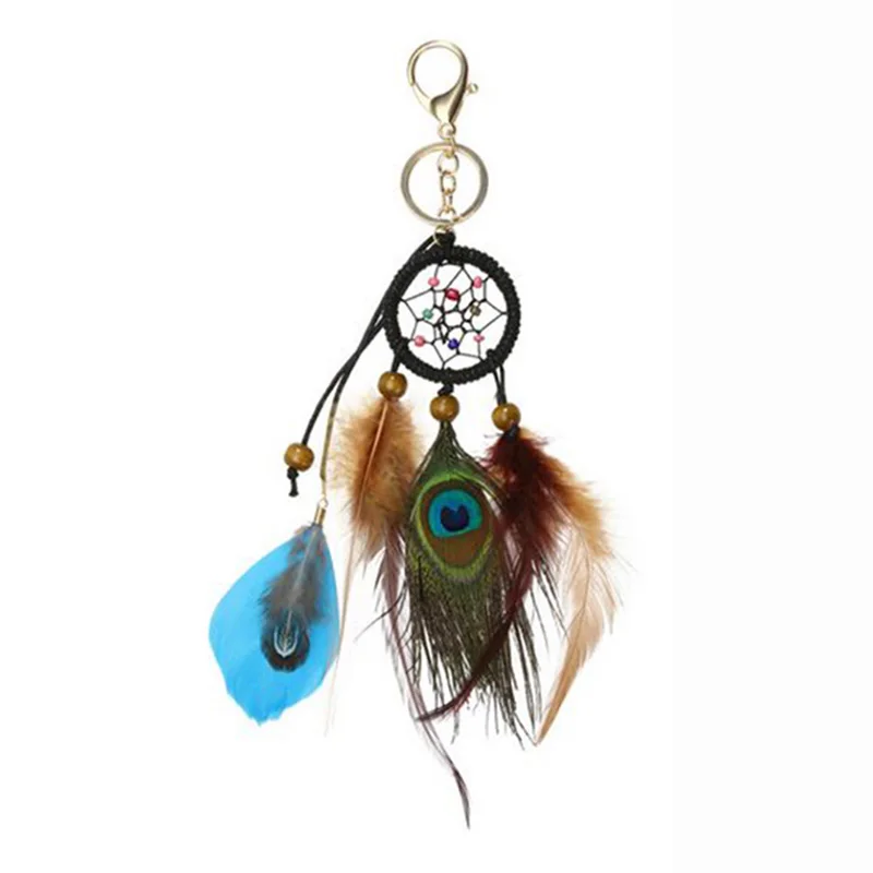 

Classical Handmade Dreamcatcher Feathers Car Wall Gift Keychain Dream Catcher Key Rings Trinket New Fashion Keychain